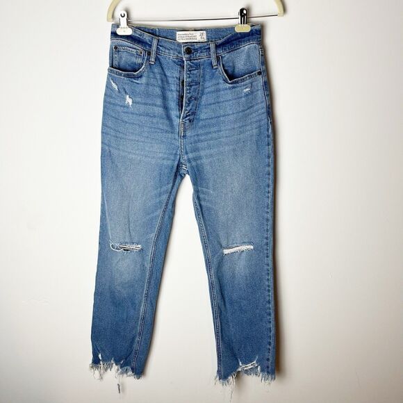 Abercrombie & Fitch Denim - abercrombie fitch ankle straight ultra high rise Jeans Distressed Size 28